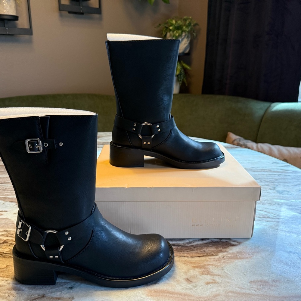 Billini Oreta Black Mid-Calf Moto Boots